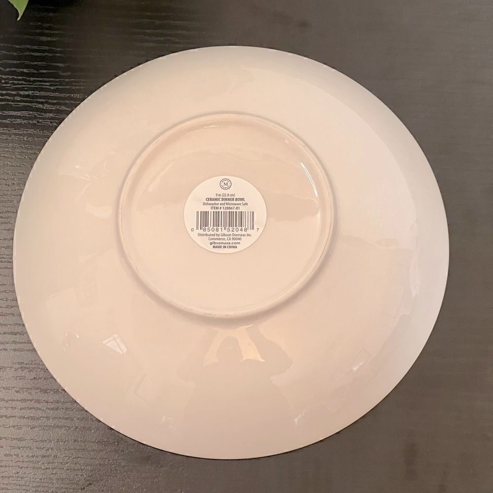 2 Pc - Martha Stewart Pink Peony Floral Ceramic Dinner Bowl Vegetable Plate 9" - Picture 3 of 4